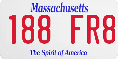 MA license plate 188FR8