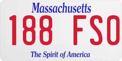 MA license plate 188FS0