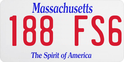 MA license plate 188FS6
