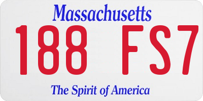 MA license plate 188FS7