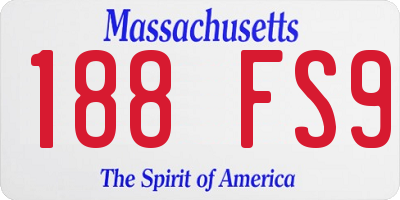MA license plate 188FS9