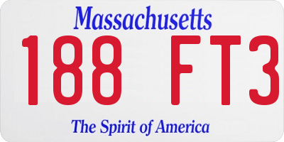 MA license plate 188FT3