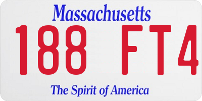 MA license plate 188FT4