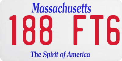 MA license plate 188FT6