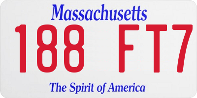 MA license plate 188FT7