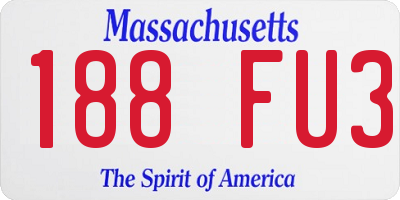 MA license plate 188FU3
