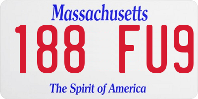 MA license plate 188FU9