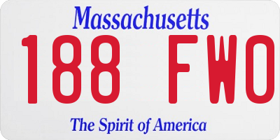 MA license plate 188FW0
