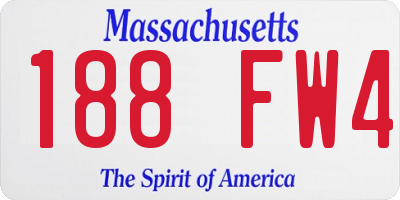 MA license plate 188FW4