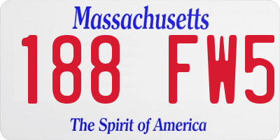 MA license plate 188FW5