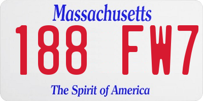 MA license plate 188FW7