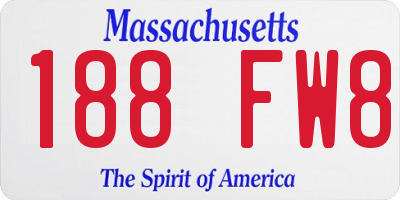 MA license plate 188FW8