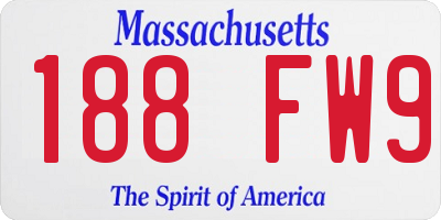 MA license plate 188FW9