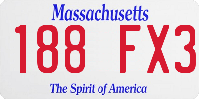MA license plate 188FX3
