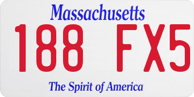MA license plate 188FX5