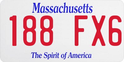 MA license plate 188FX6