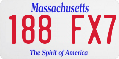 MA license plate 188FX7
