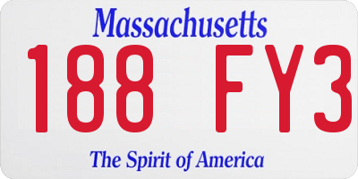 MA license plate 188FY3
