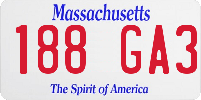MA license plate 188GA3