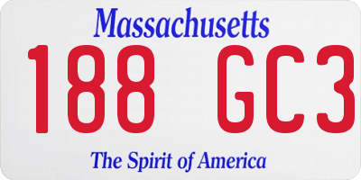 MA license plate 188GC3