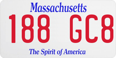 MA license plate 188GC8