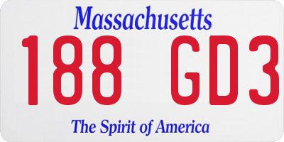 MA license plate 188GD3