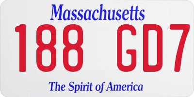 MA license plate 188GD7