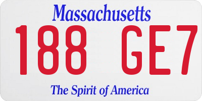 MA license plate 188GE7