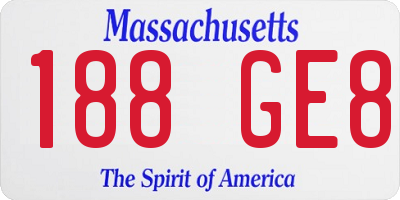 MA license plate 188GE8