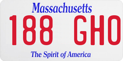 MA license plate 188GH0
