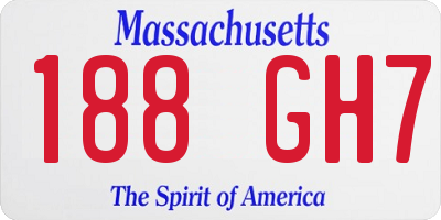 MA license plate 188GH7