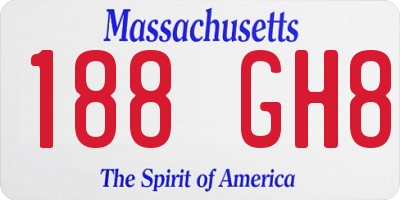 MA license plate 188GH8