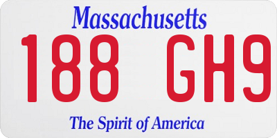 MA license plate 188GH9