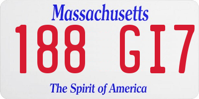 MA license plate 188GI7
