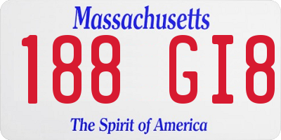 MA license plate 188GI8