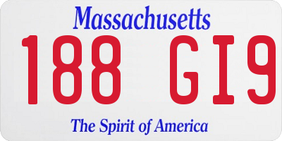 MA license plate 188GI9