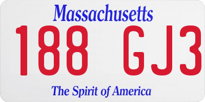 MA license plate 188GJ3