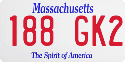 MA license plate 188GK2