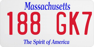 MA license plate 188GK7