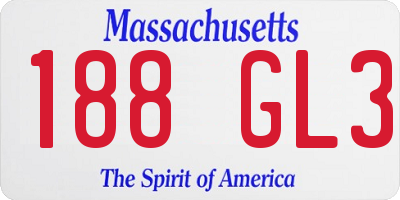MA license plate 188GL3