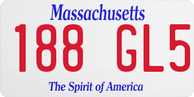 MA license plate 188GL5