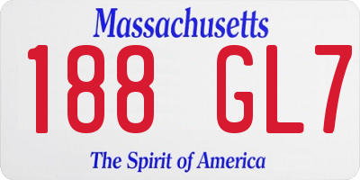 MA license plate 188GL7