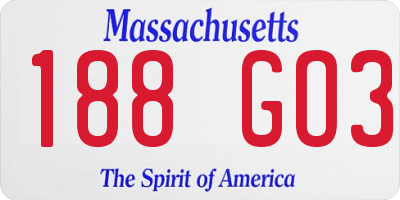 MA license plate 188GO3