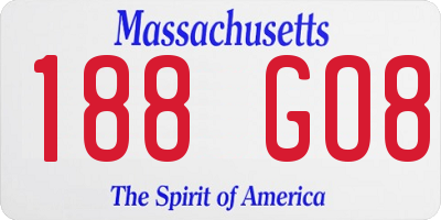 MA license plate 188GO8