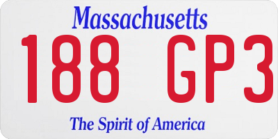 MA license plate 188GP3