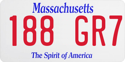 MA license plate 188GR7