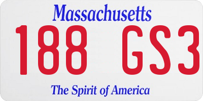 MA license plate 188GS3