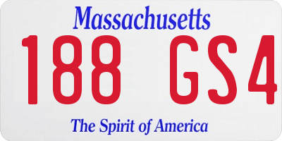 MA license plate 188GS4