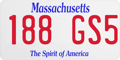 MA license plate 188GS5