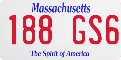 MA license plate 188GS6